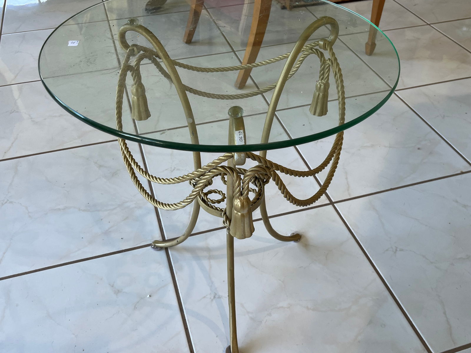 Glass Top Italian Rope/Tassel Table (1 of 3)