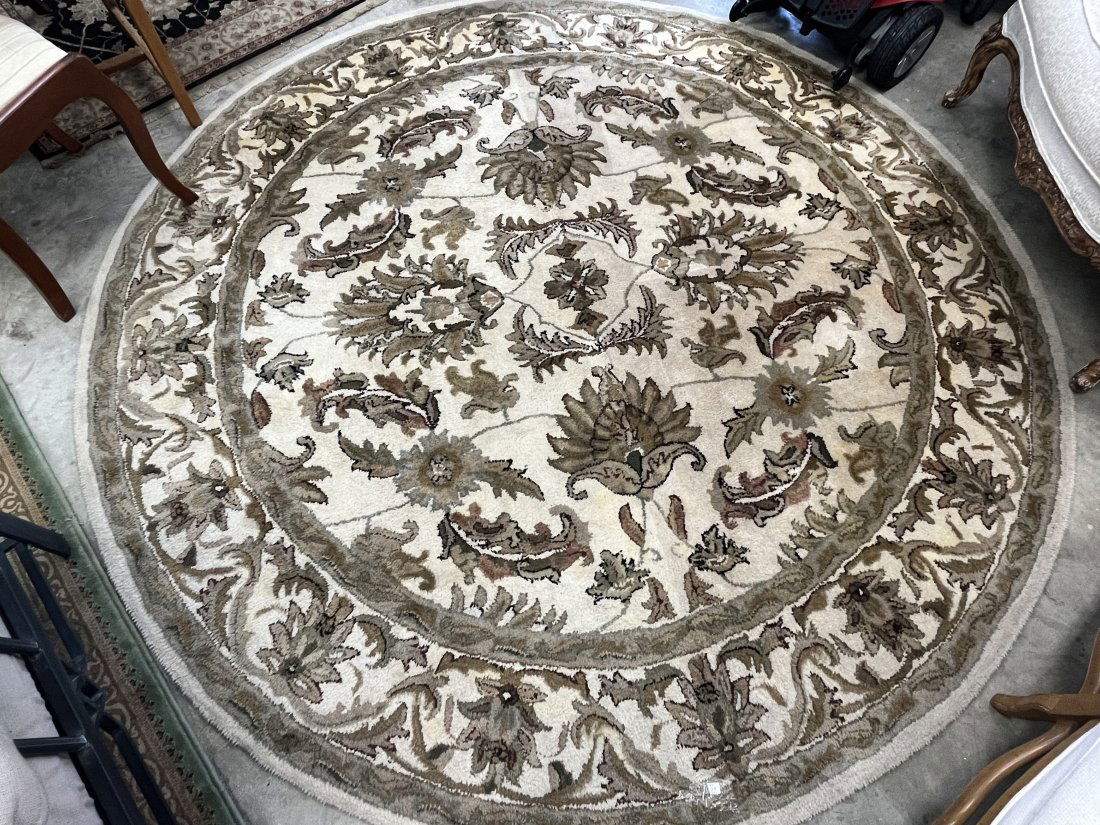 Beige with Brown 8' Round Area Rug (1 of 3)