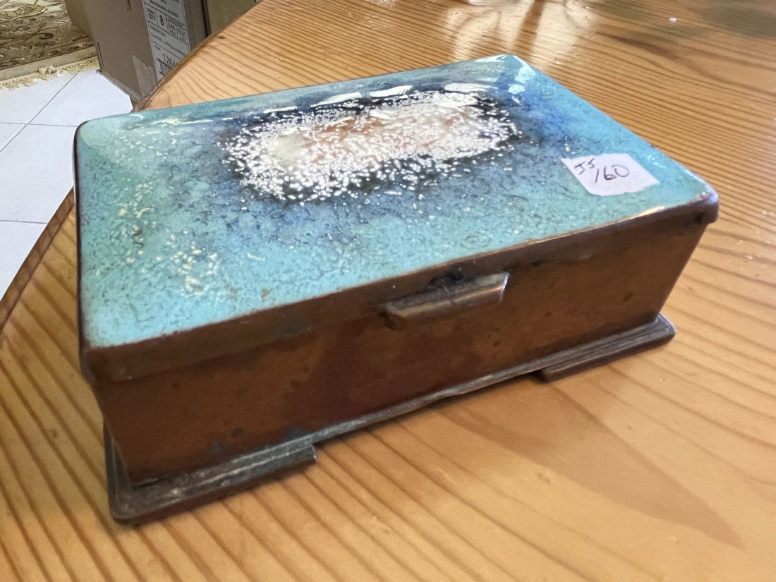 Copper Trinket Box, Porcelain Top (1 of 3)