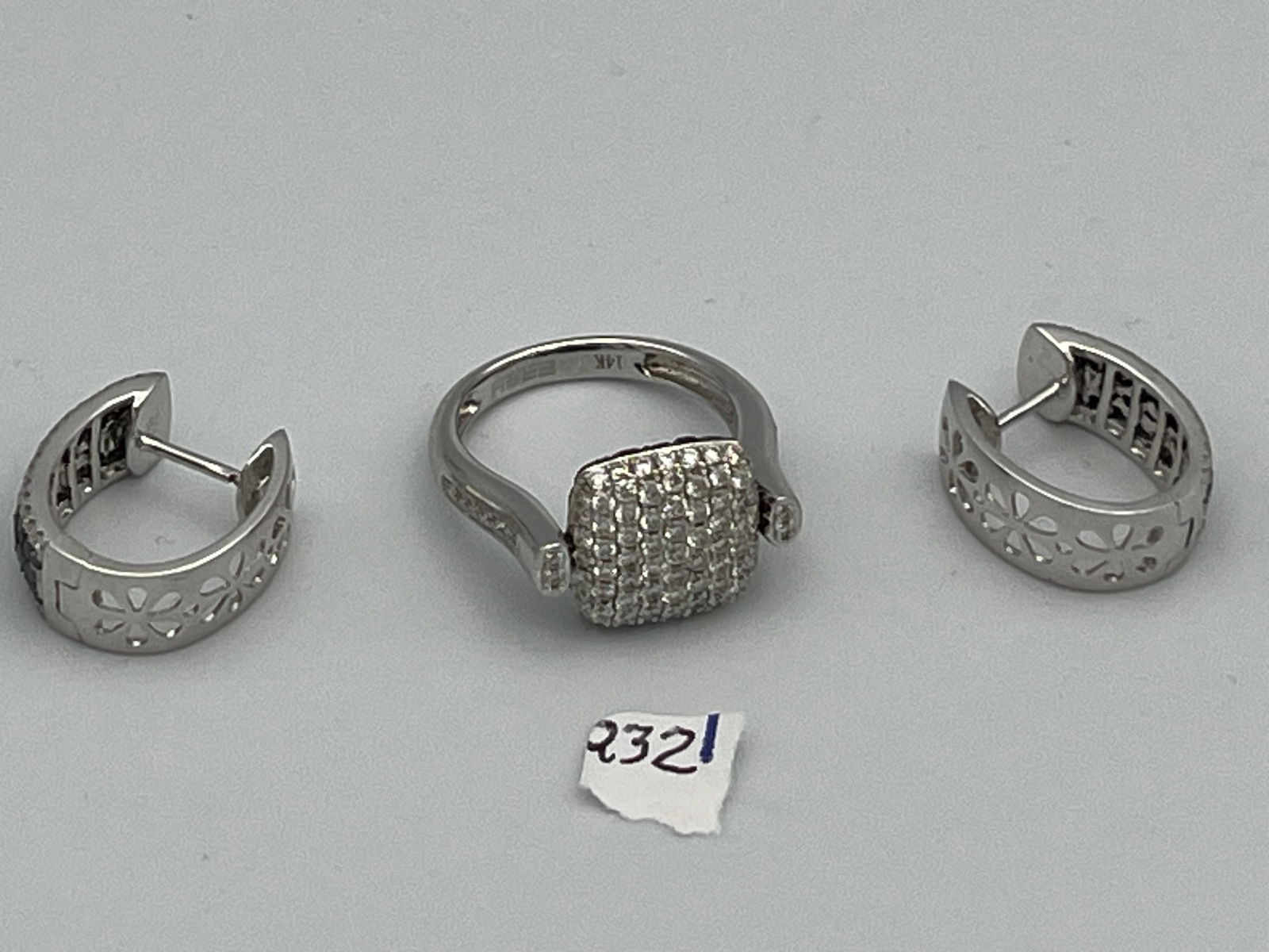 14k Diamond  Flip Pave Ring & Matching Earrings (1 of 3)