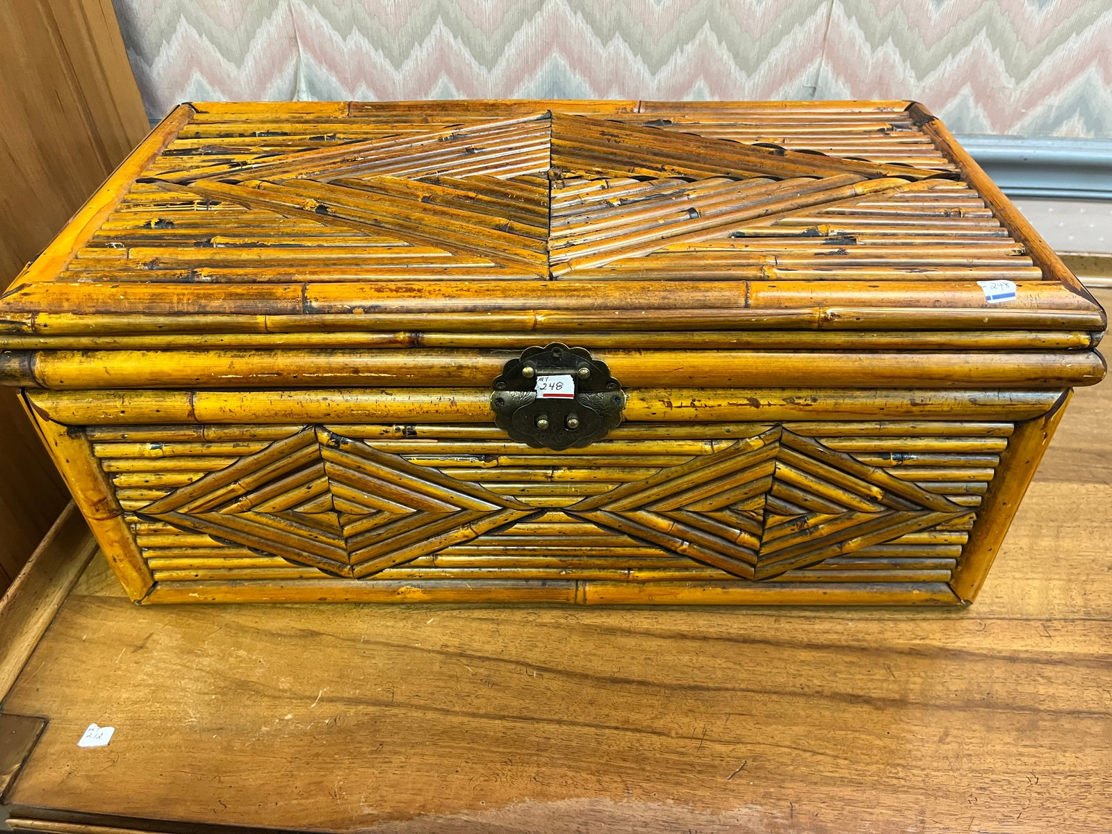 Lg. Bamboo Box: Vintage Bamboo Box, 10h x 24w x 13d