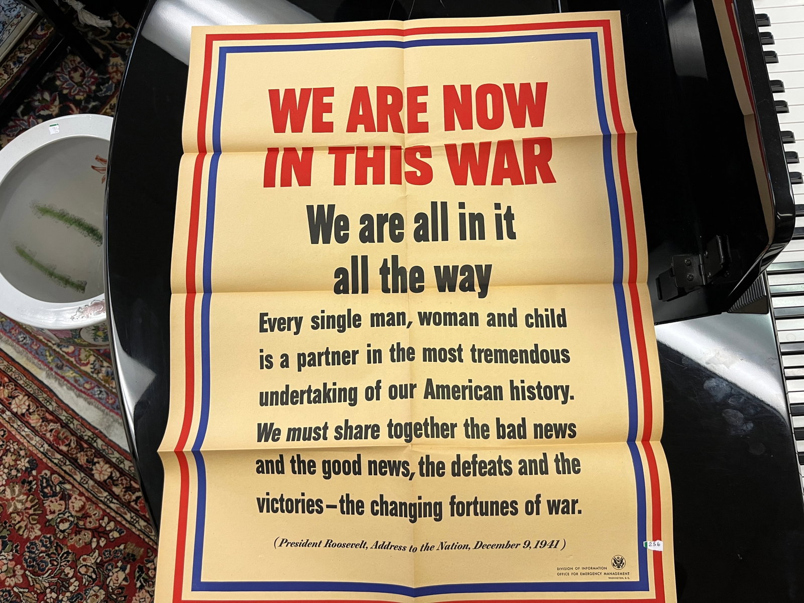 WWII 'We are now in this War' Poster: WWII Poster 'We Are Now In This War' , 23 1/2 x18, (Original. Was sent through the mail)