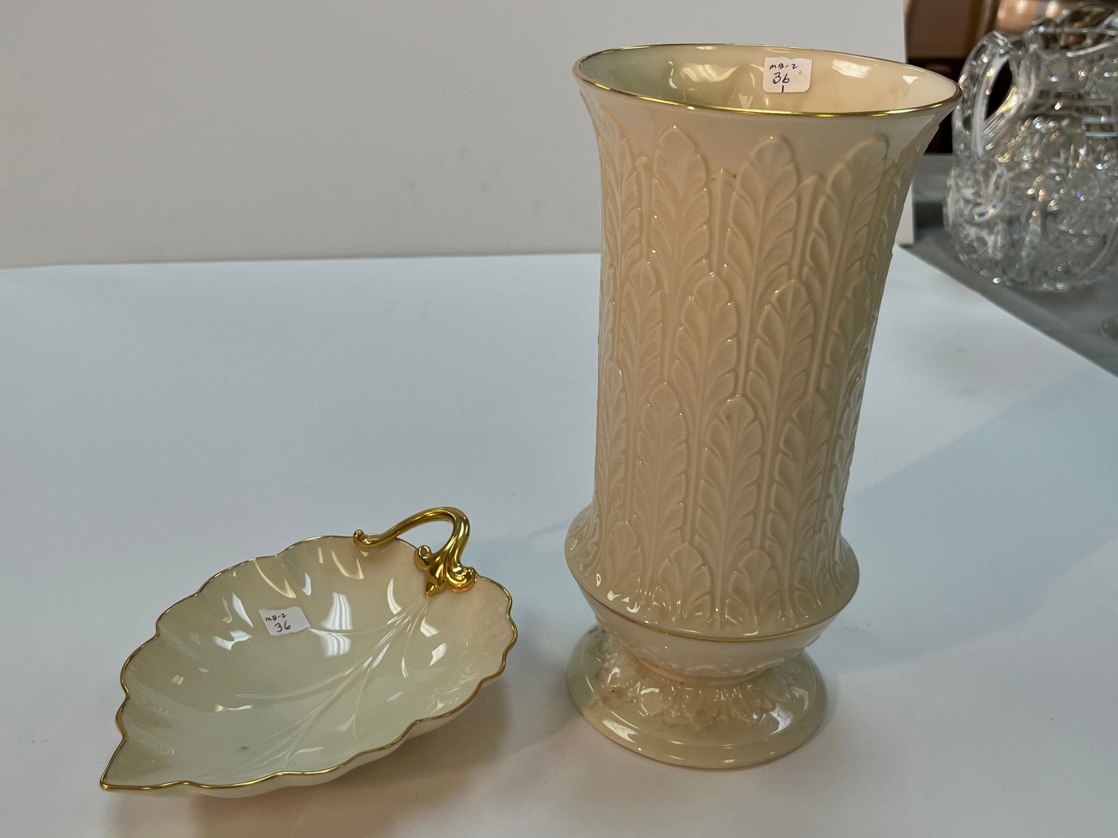 Lenox Vase & Leaf Dish (1 of 1)