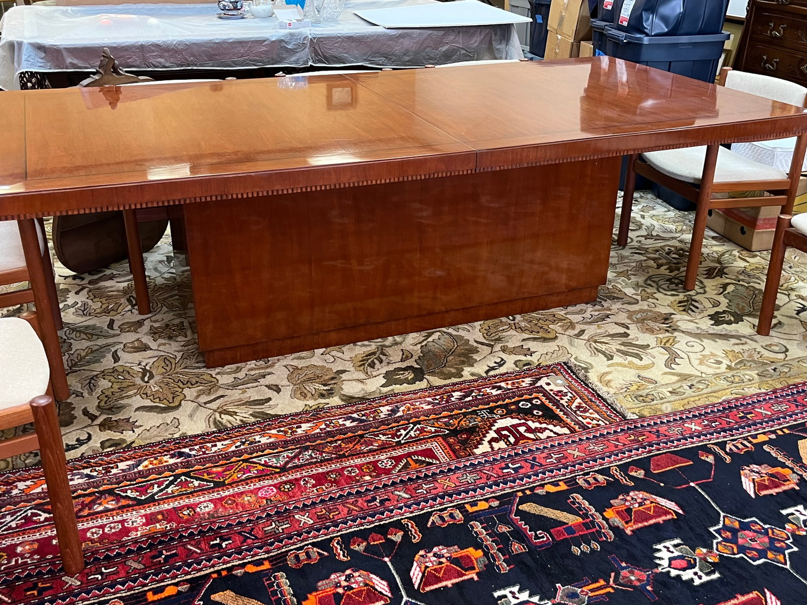 Banquet Table: Mahogany Banquet Table plus 1-20" leaf, 29.5h x 8'2"L x 4'w (would make a great conference table)