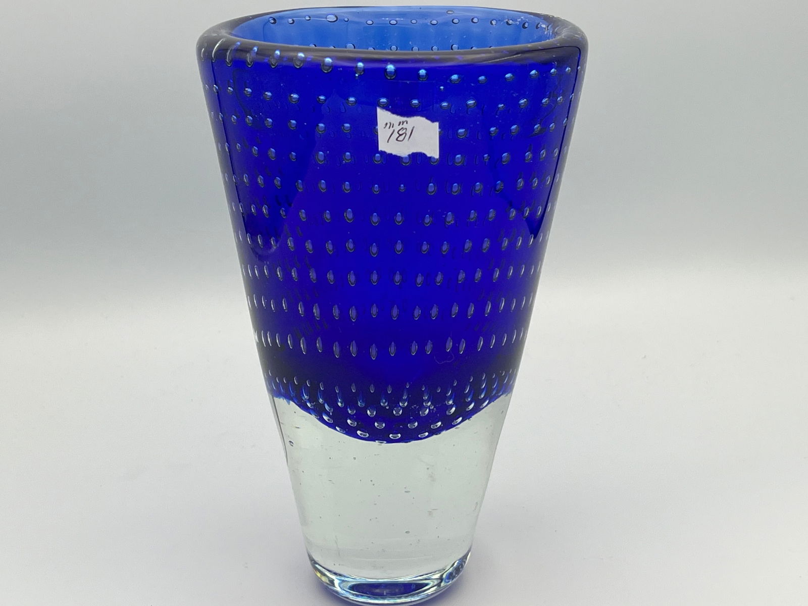Blue Art Glass Bubble Vase (1 of 2)
