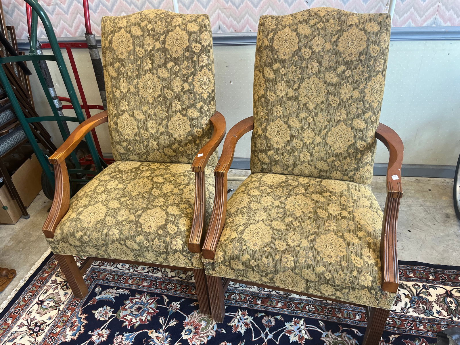 Pair Green Arm Chairs (1 of 4)