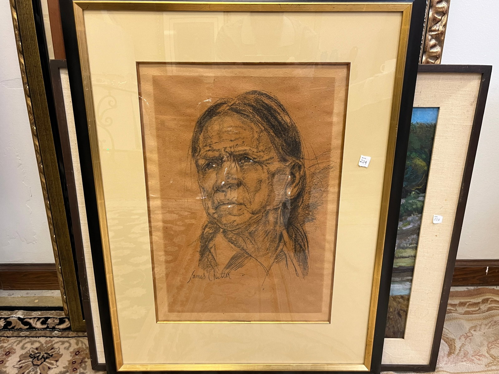Charcoal 'Male Indian': Charcoal 'Male Indian' by James Clutter, 19.5 x 13.5