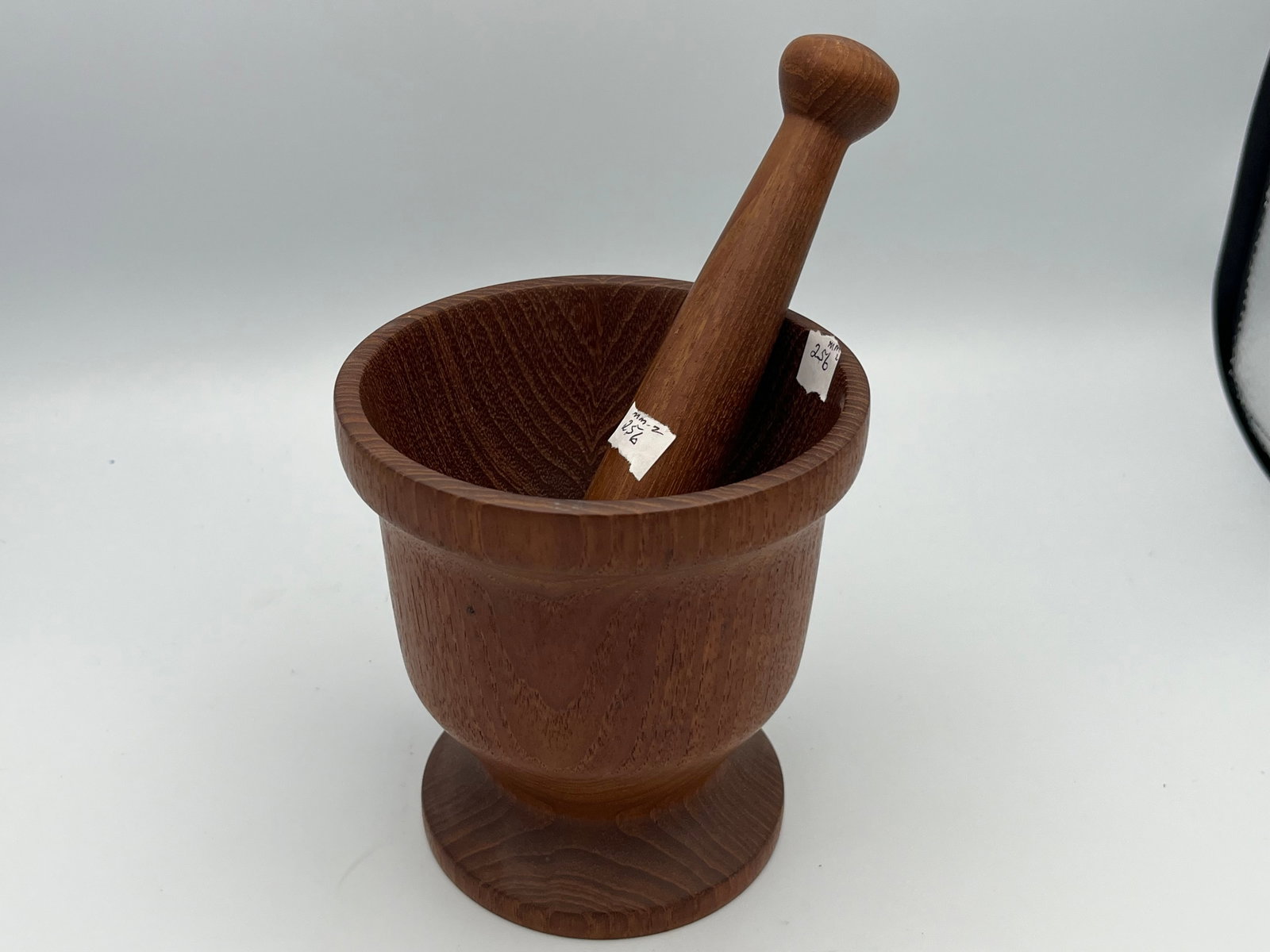 Hand Tooled Wood Mortar/Pestel: Hand Tooled Wood Motar & Pestle, signed