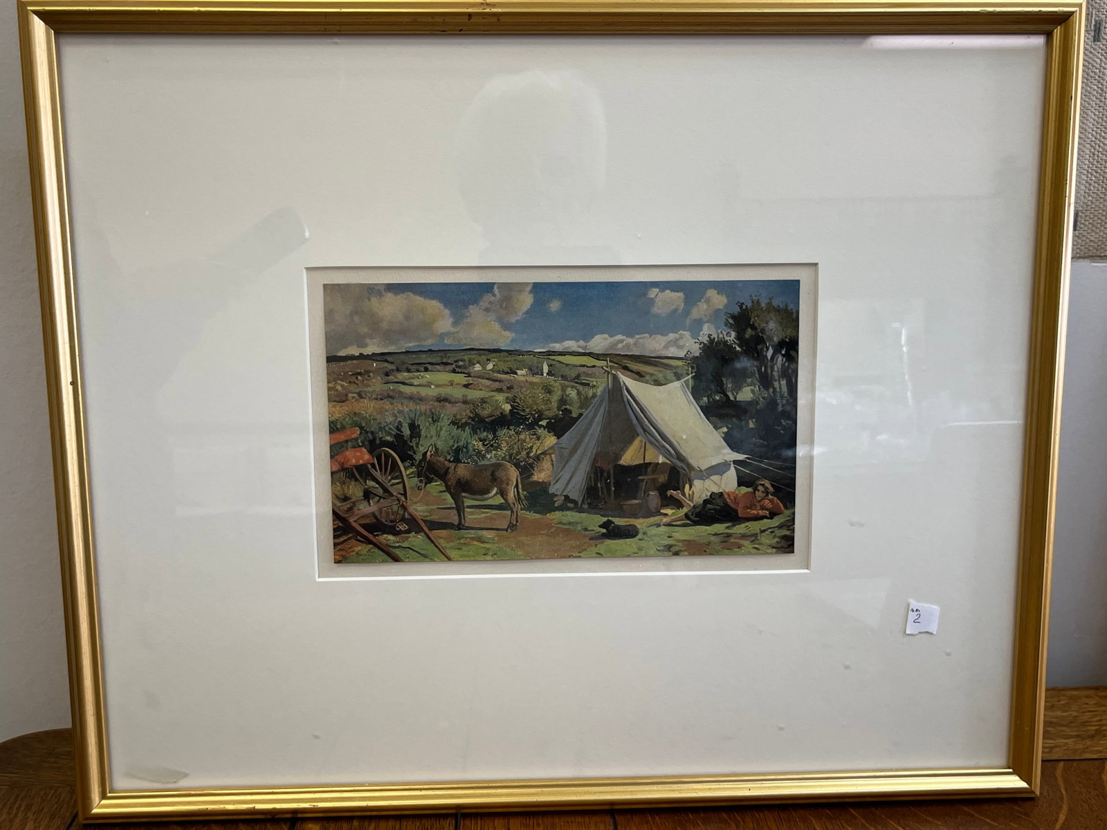 Print 'Donkey in Front of a Tent': Gold Frame 17x21 Print 'Donkey in Front of a Tent'