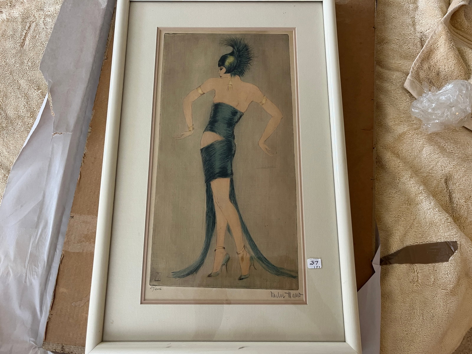 Litho 'Deco Lady': Litho 50/2006 signed LR 'Deco Lady', 14x7.5