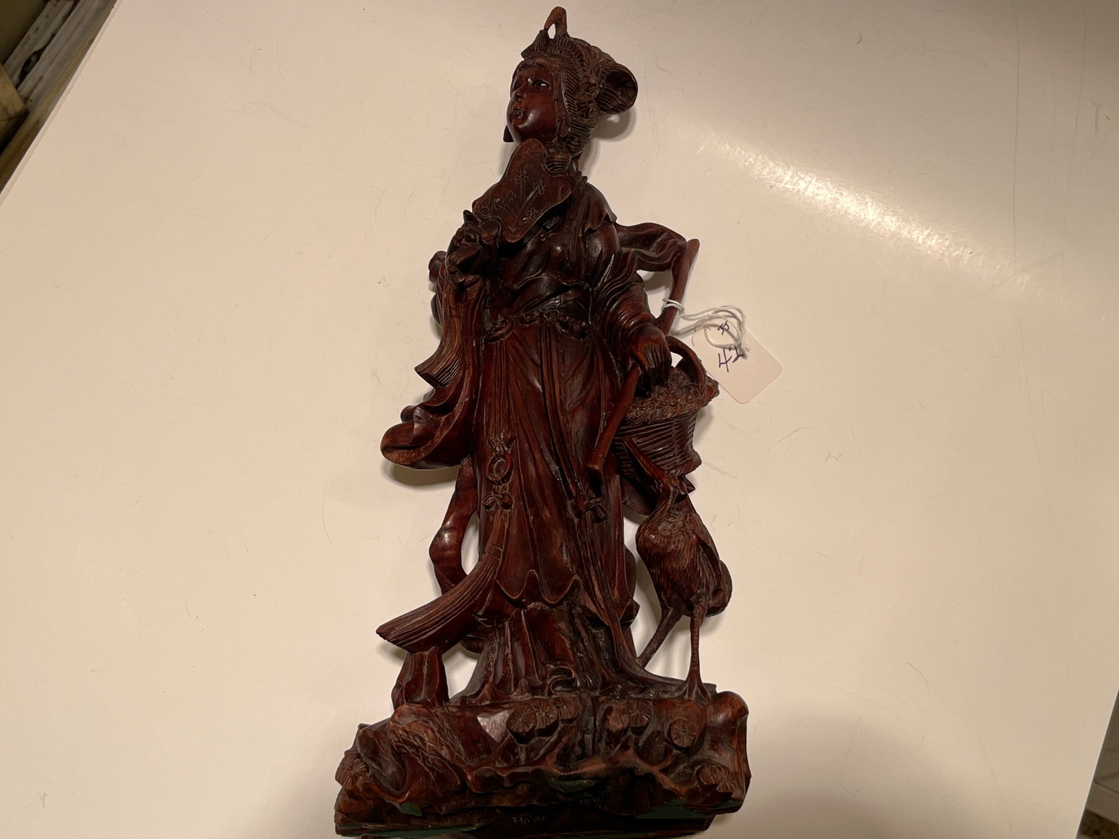 Rosewood Wood Carved Asian Lady: Rosewood Wood Carved Asian Lady, 14.5"h