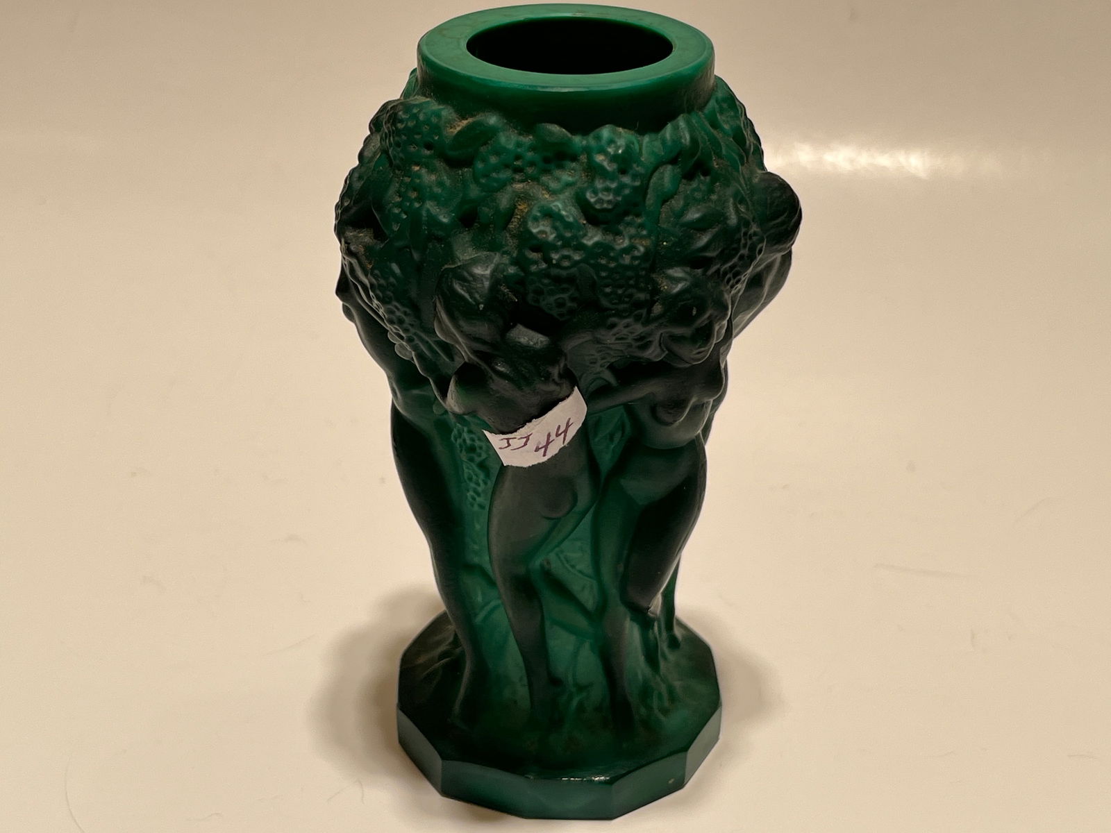 Malachite Nude Vase: Vintage Art Deco Malachite 6-Nude Vase, 6"h