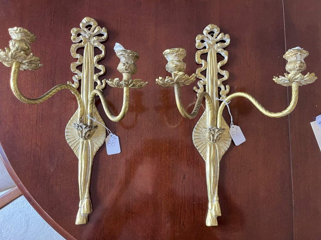 Pair Gilt Iron Candle Sconces (1 of 1)