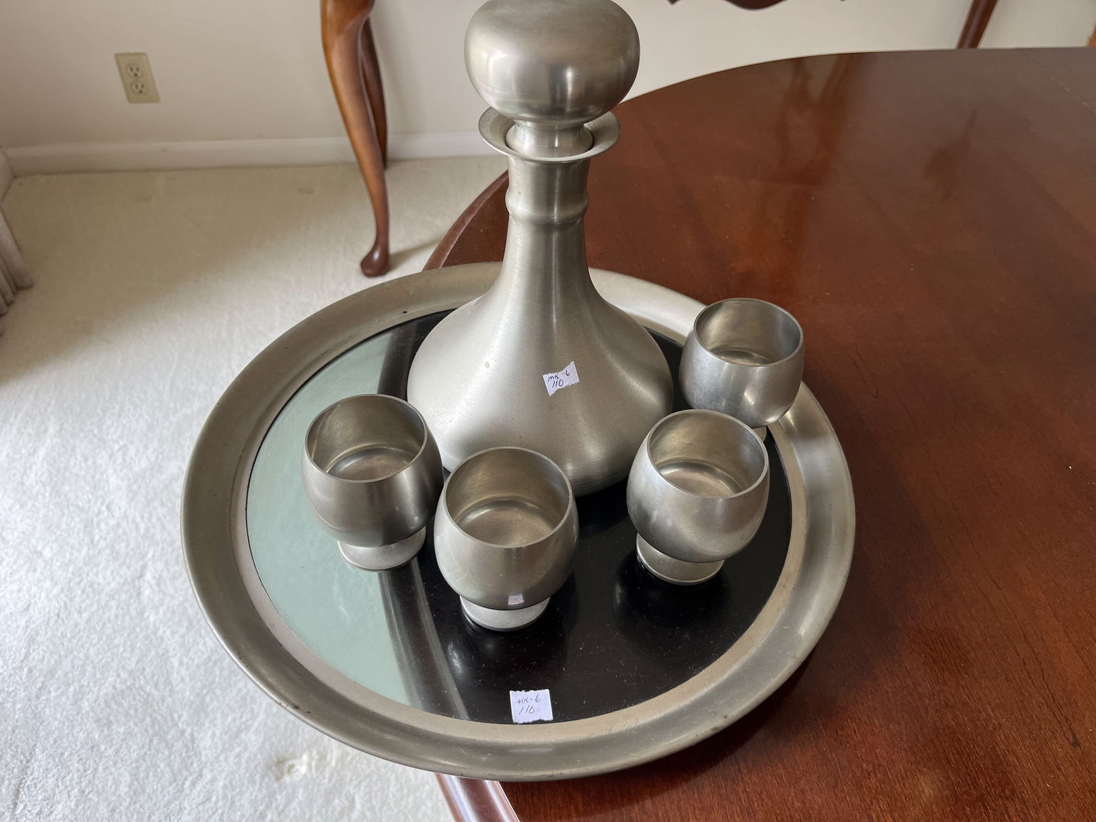 Pewter Bar Set on Tray (1 of 2)