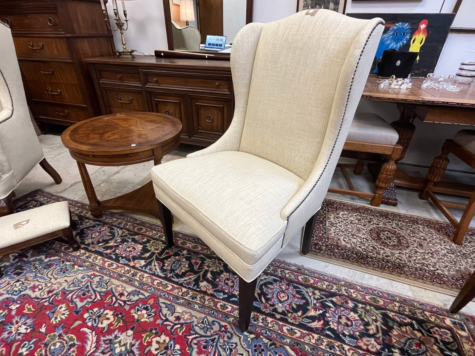 Armless Wing Chair: Armless Wing Back Chair, 43h x 23w x 28d