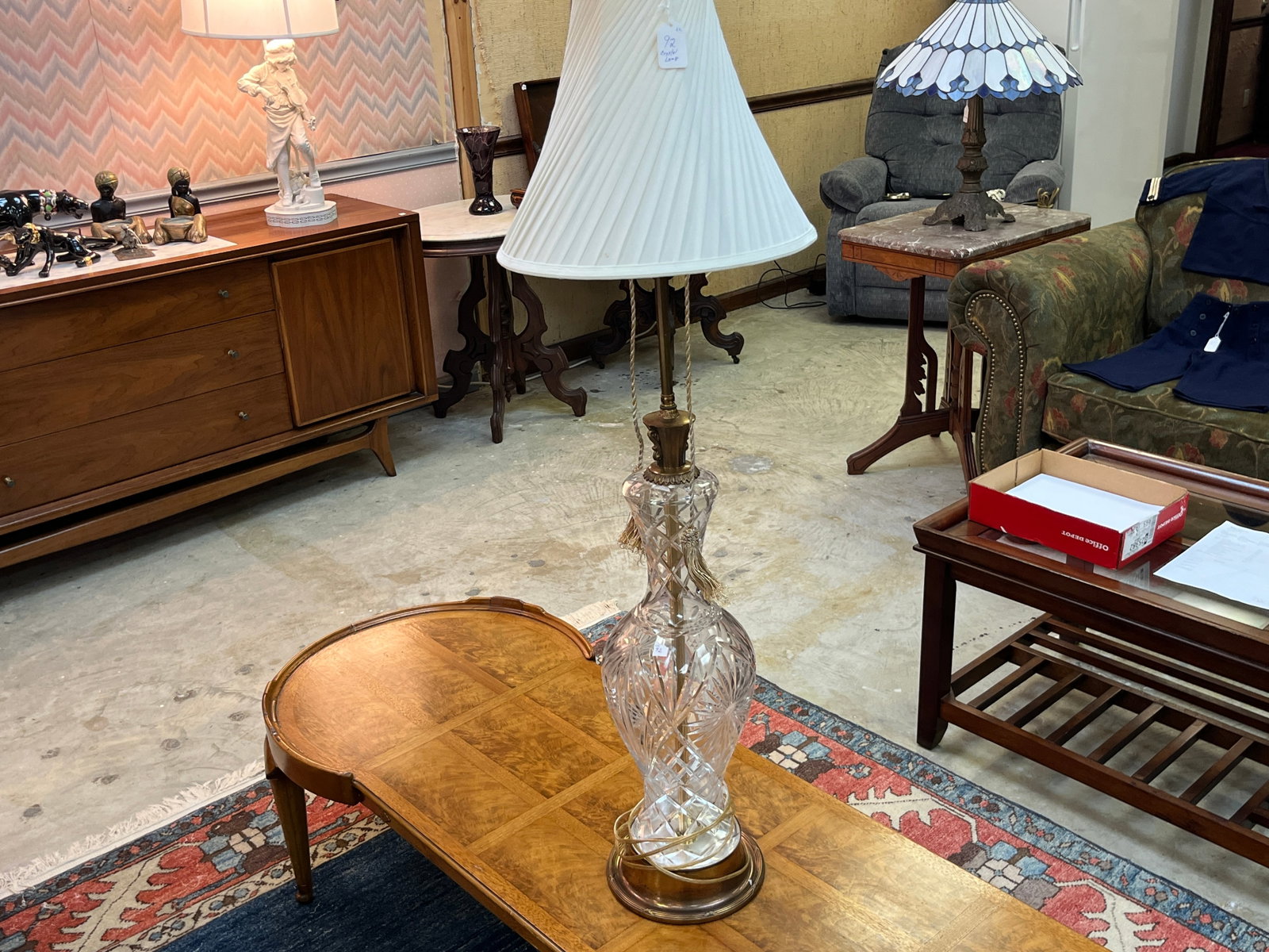 Cut Crystal Lamp, 42"h: Cut Crystal Lamp. Top of shade is 42"h