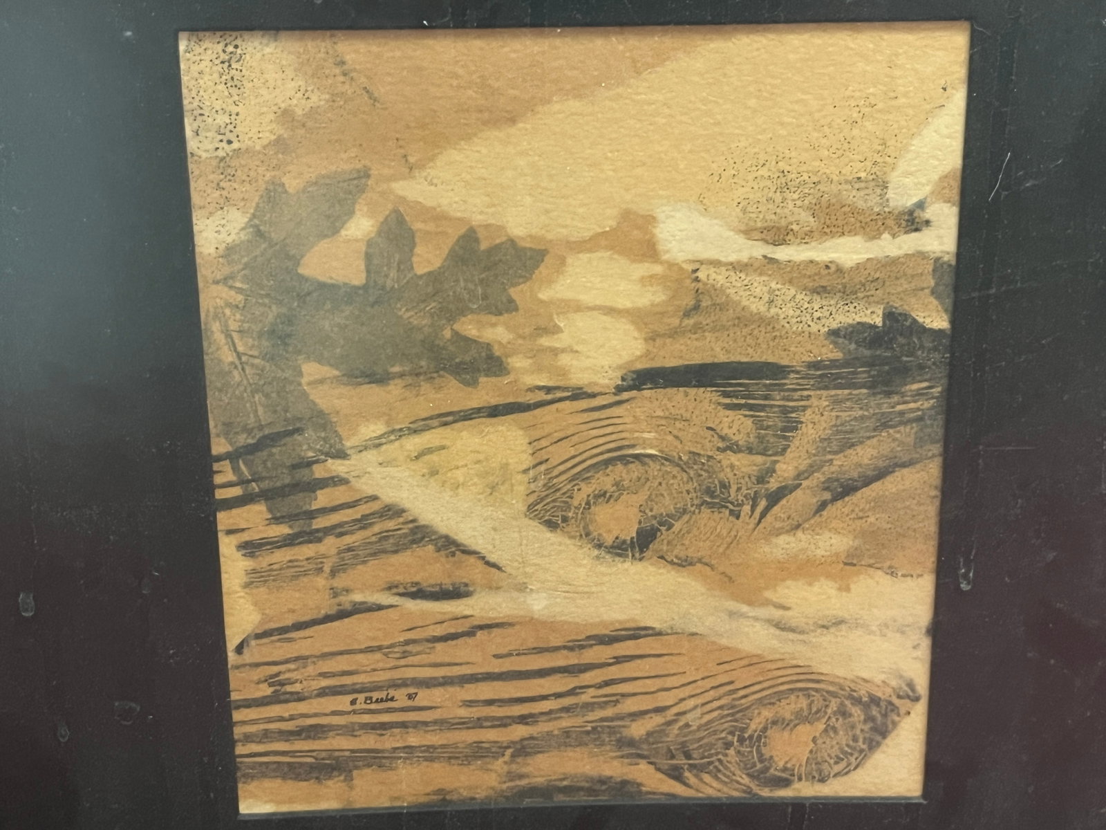 Water Color 'Brown Abstract' G. Beebe: Water Color 'Abstract' by Greg Beebe, signed LL 7.75x7