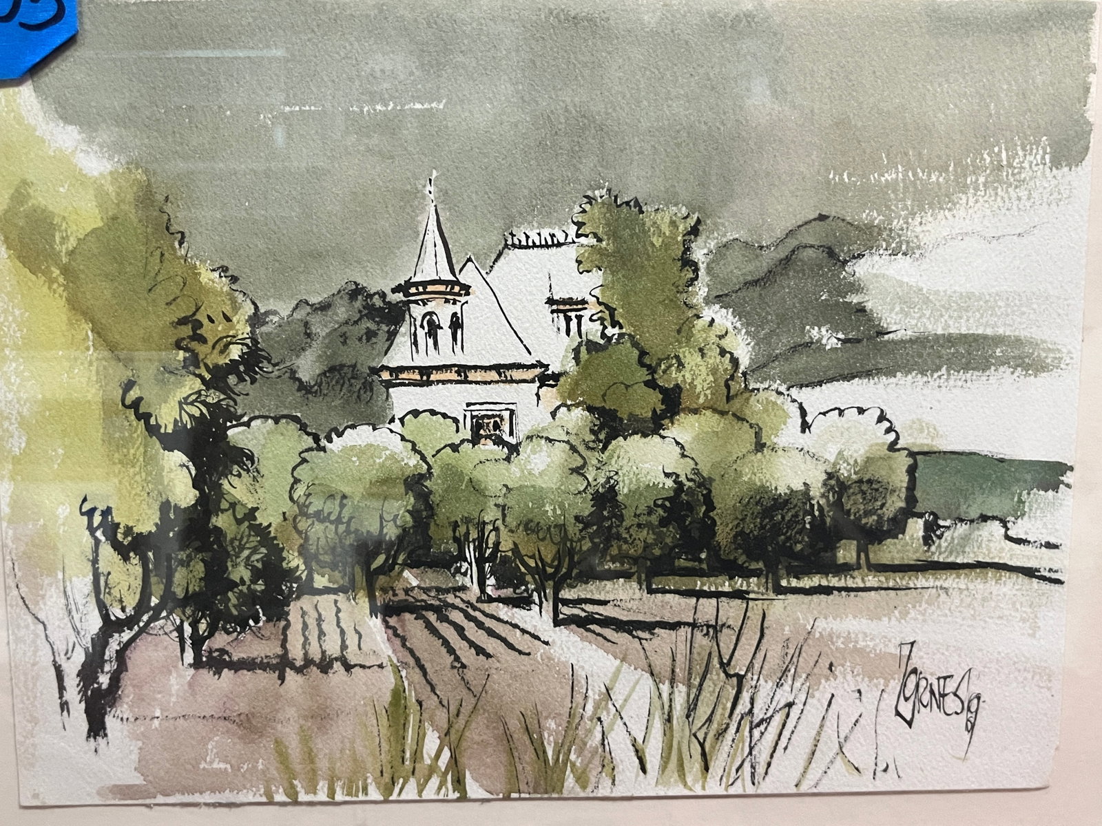 Zornes Water Color 'Landscape': Water Color 'Landscape' by James Milford ZORNES (1908-2008), signed LR, 9x12