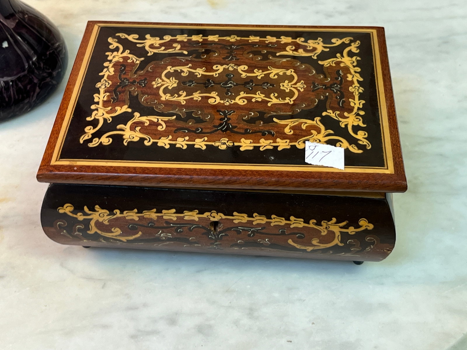 Inlaid Jewelry Music Box: Vintage Italian Inlaid Jewelry Music Box, 3hx6.5w x 5d
