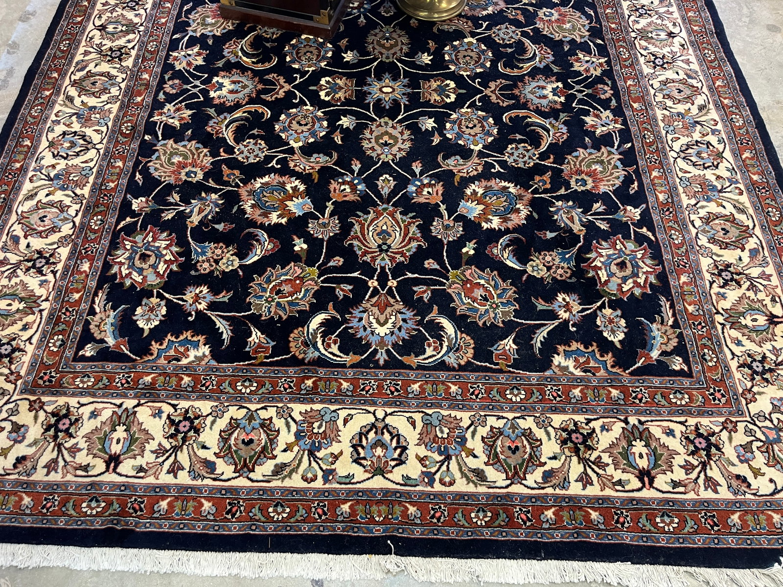 Blk/Be Iranian 8'x6'8" Area Rug: Black/Beige Iranian Wool Area Rug, 8'x6'8"