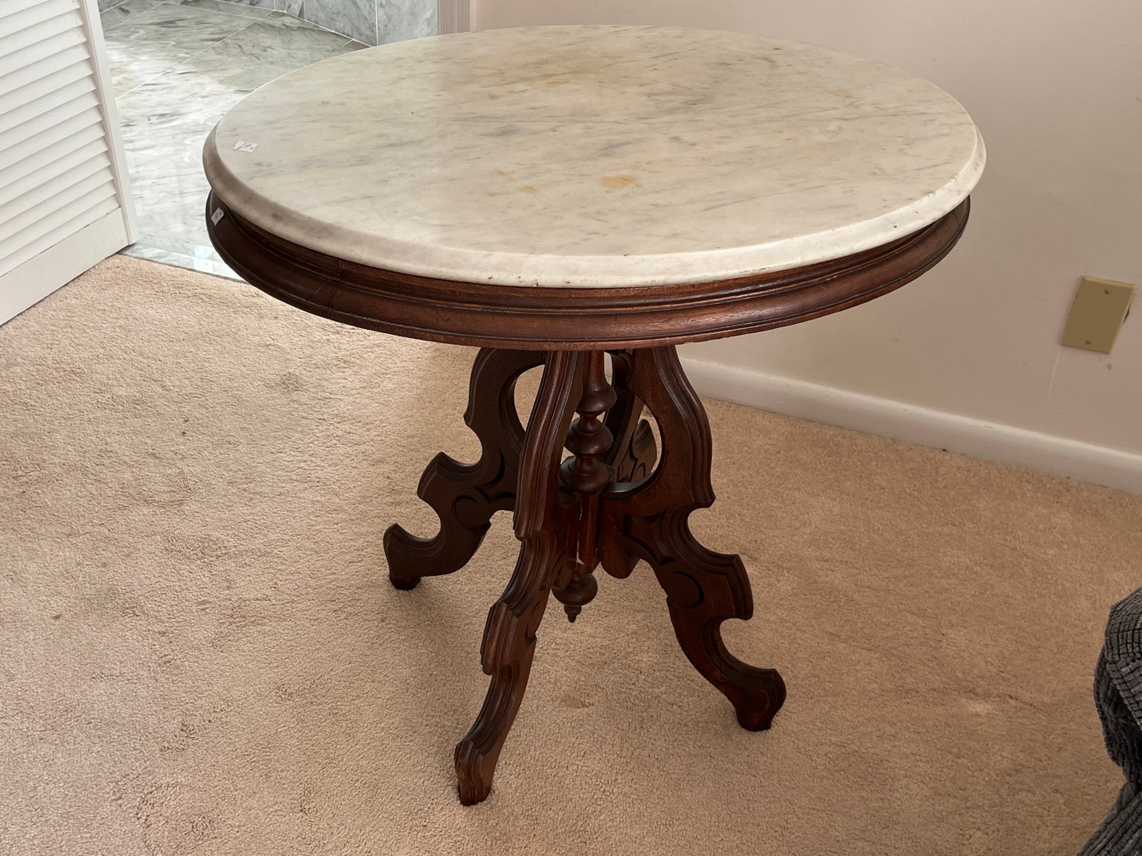 Victorian Marble Top Table: Antique Marble Top Victorian Table