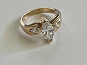 14k YG Marquise Diamond Ring