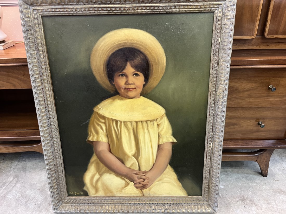 Bob Gee Oil/Canvas 'Portrait of Young Girl': Oil/Canvas 'Portrait of Young Girl' 30x24 signed LL Bob Gee '64, Frame 35x29