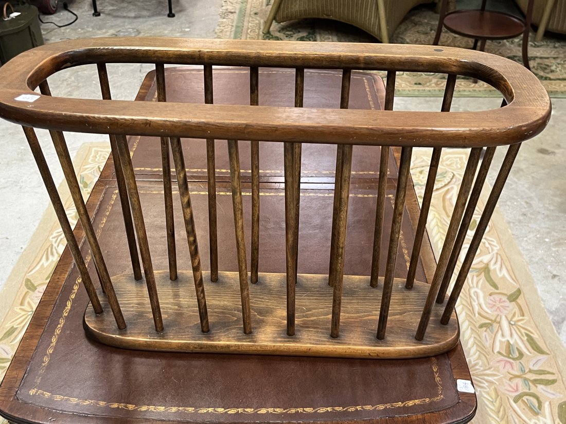 Vintage Wood Spindle Magazine Stand: Vintage Wood Spindle Magazine Stand, 13h x 21w x8.5d
