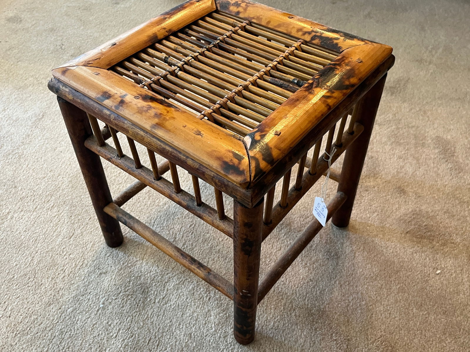 Bamboo Footstool, 12h x 11sq. (1 of 2)