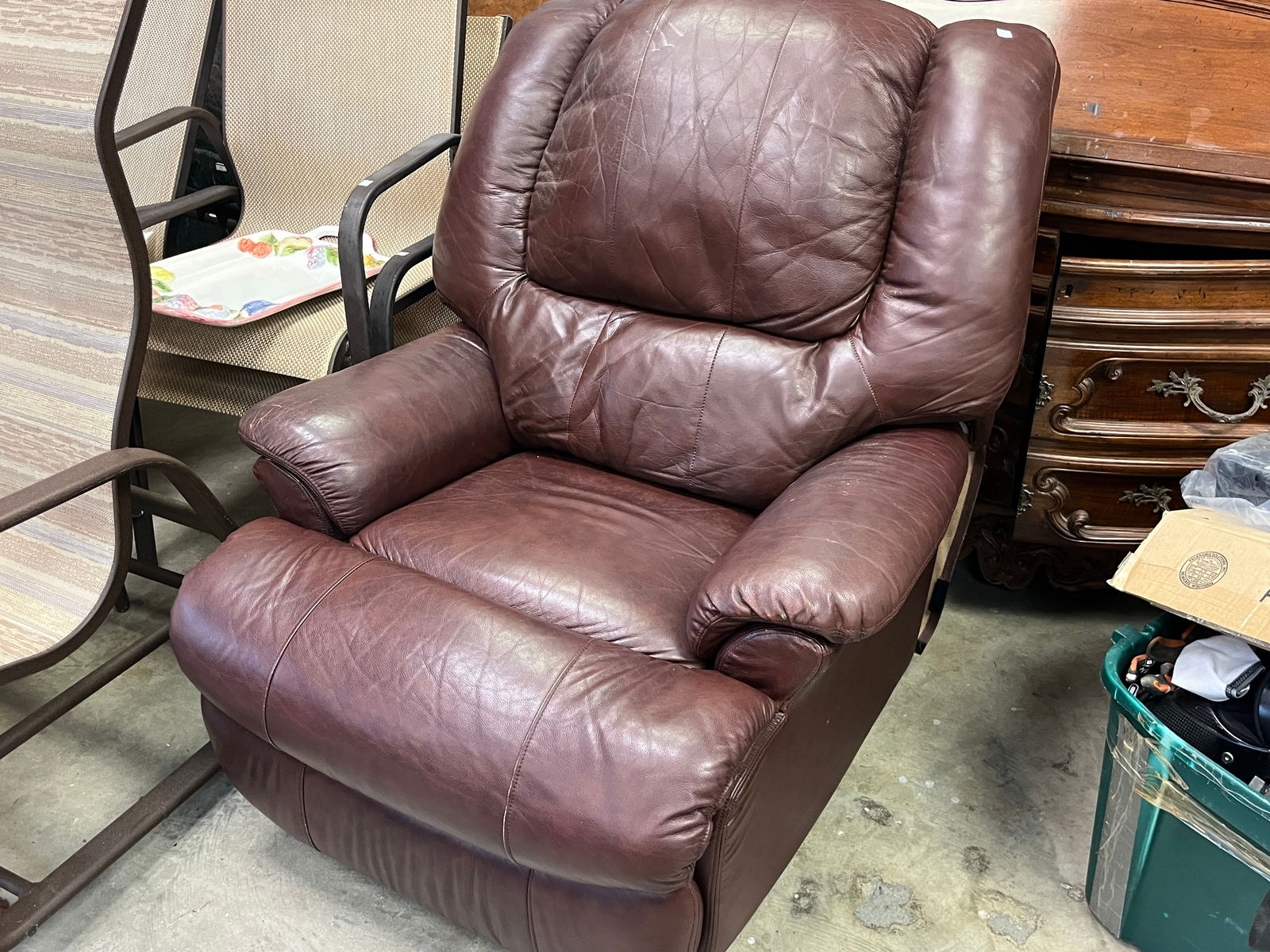 Brown Recliner/Rocker: Leggett & Platt Brown Leather Recliner/Rocker