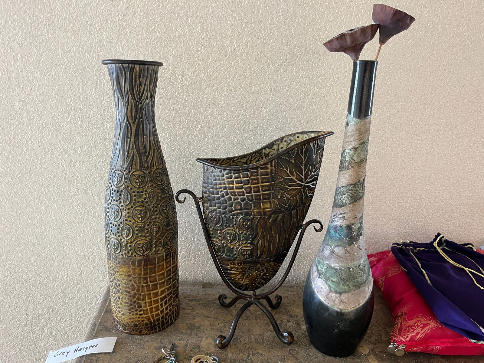 1-Vase & 2-Metal Vases (1 of 4)