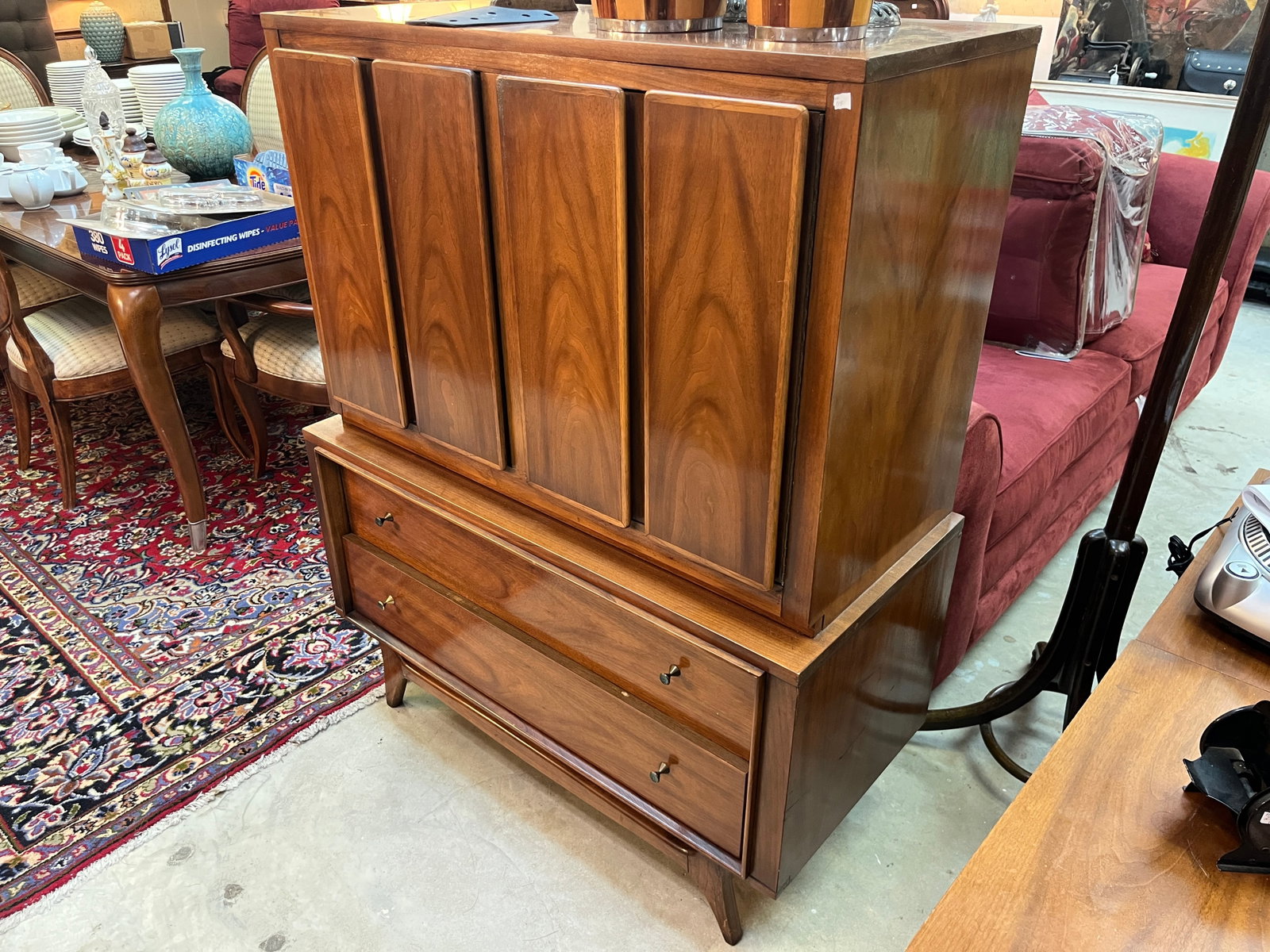 Kent Coffey Highboy Dresser: Kent Coffey Mid Century Highboy Dresser
