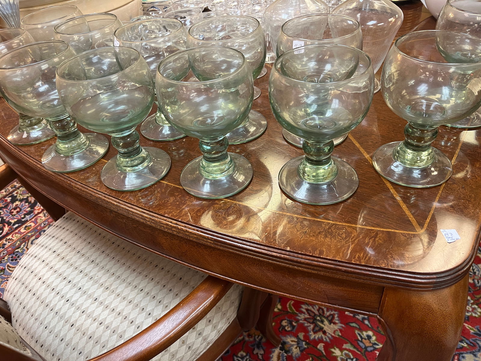 (12) Green Libby Wine Goblets: (12) Vintage Libby Green Wine/Goblets, 7"h