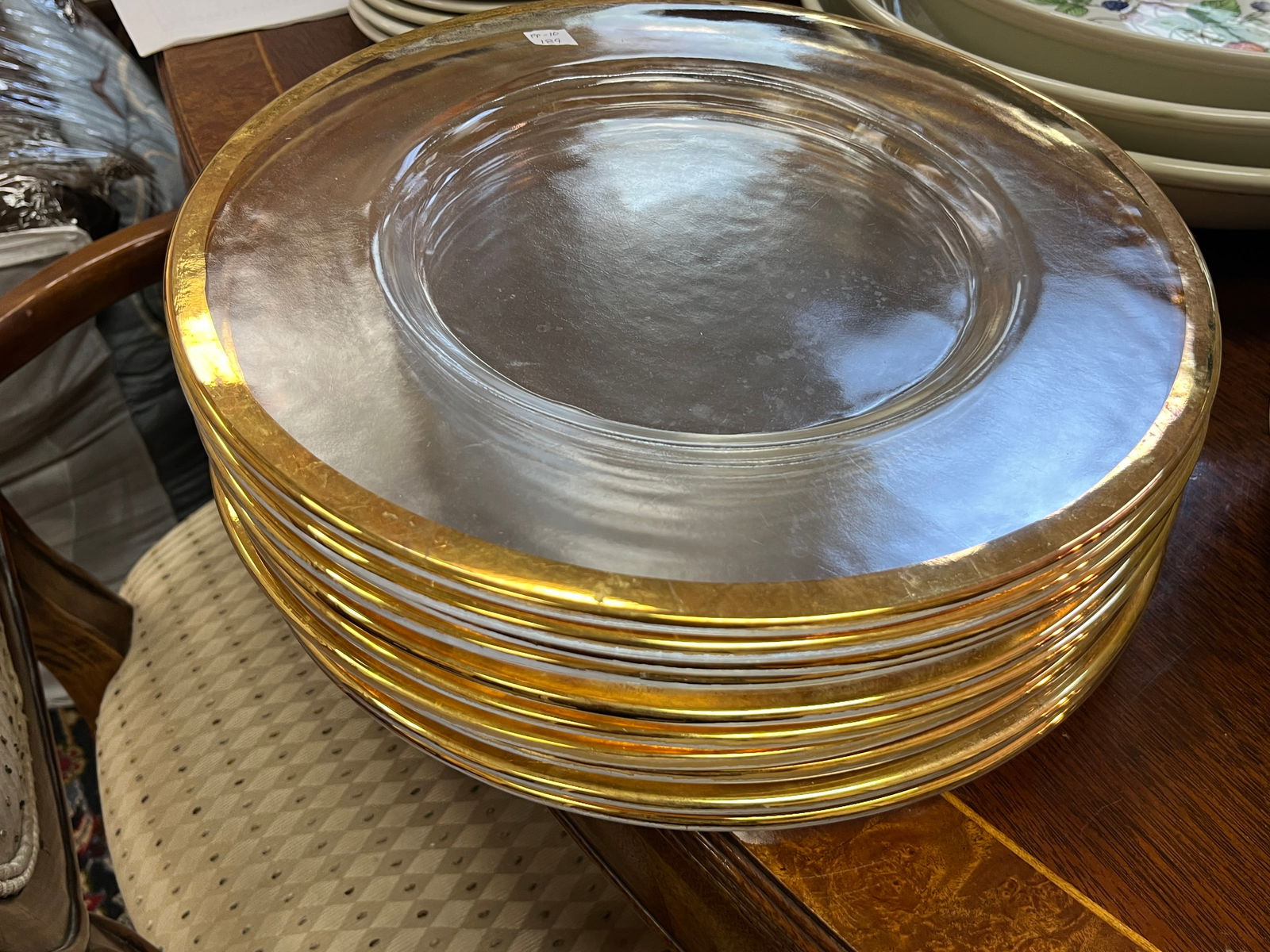 (10) Gold Rim Glass Plate Chargers (1 of 3)