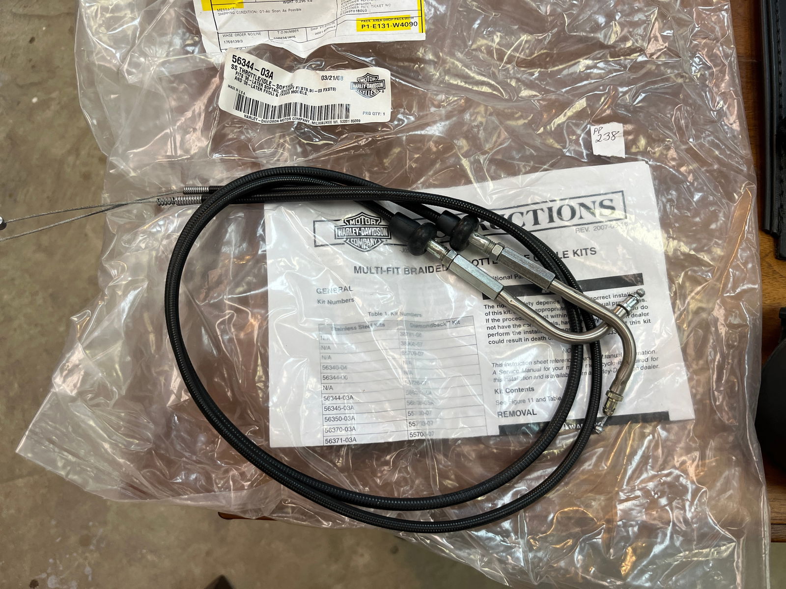 Harley Davidson Throttle Cables: Harley Davidson Throttle Cables 56344-3A