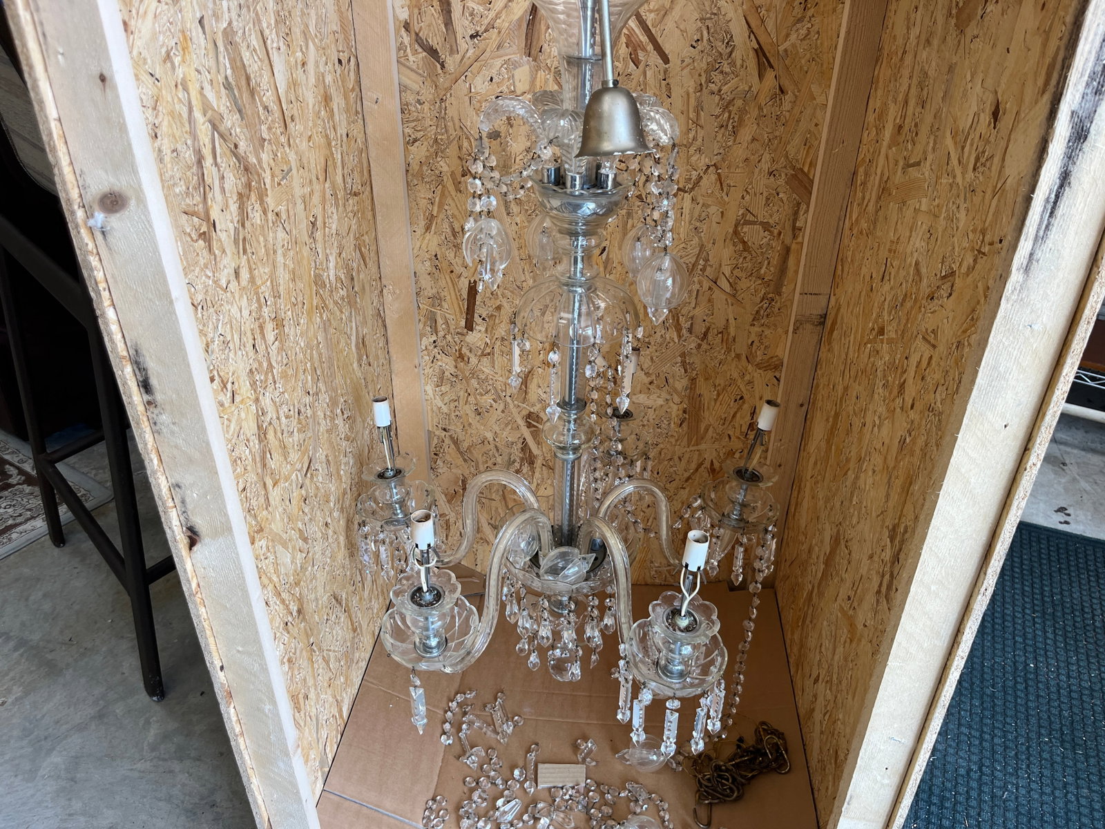 Murano Chandelier: Mid /Century Straight from Italy an Murano Hand Blown Chandelier. (couple broken pcs. Show in pictures as we opened the crate.) This is a great looking piece of art. (It will worth you to purchase and