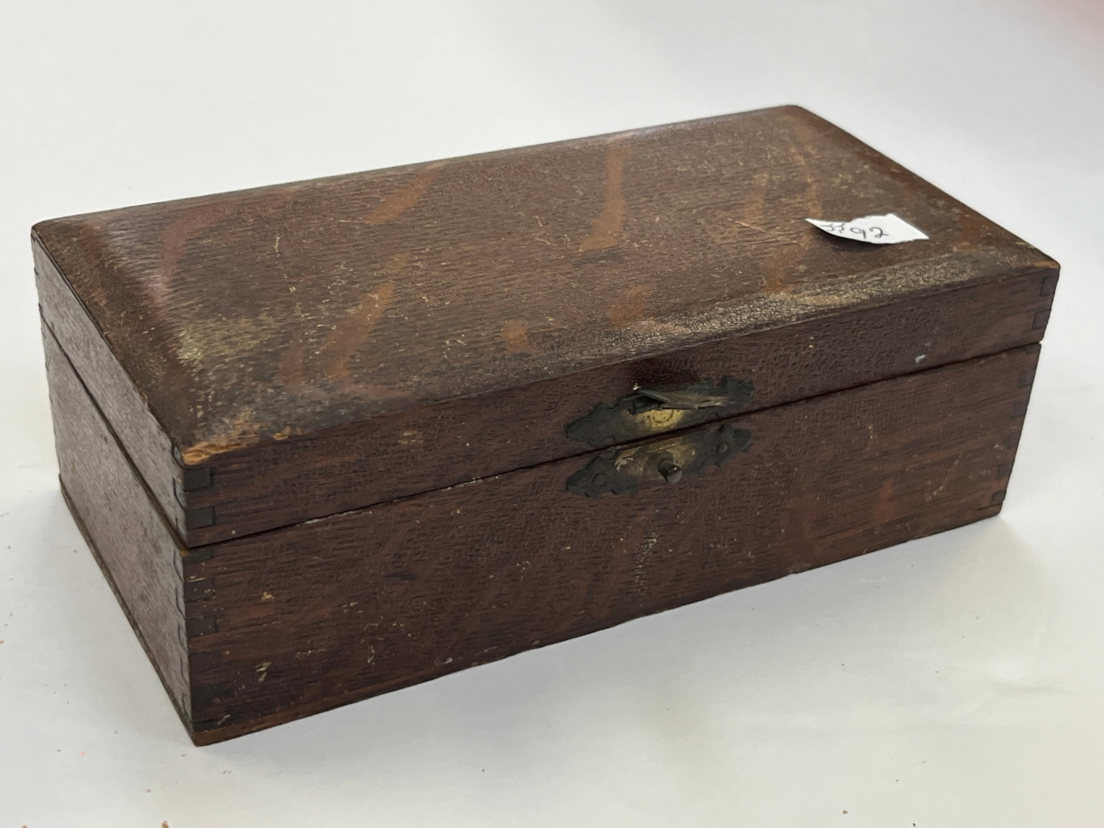 Antique Jewelry Cleaning Casket: Antique Tiger Oak Jewelry Cleaning Casket, 2.25h x 6.25w x 3.5d