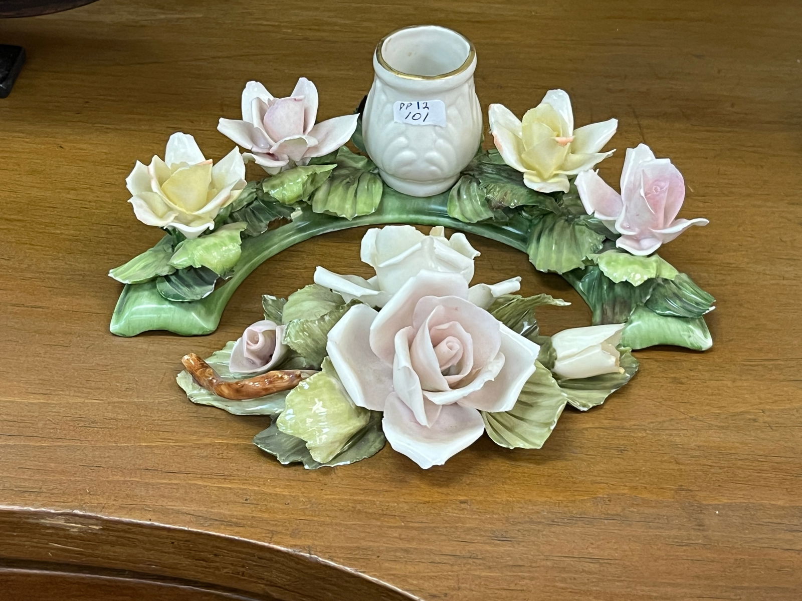 2-Capodimonte Porcelain Flowers: 2pcs. Capodimonte Porcelain Flowers, 7"w