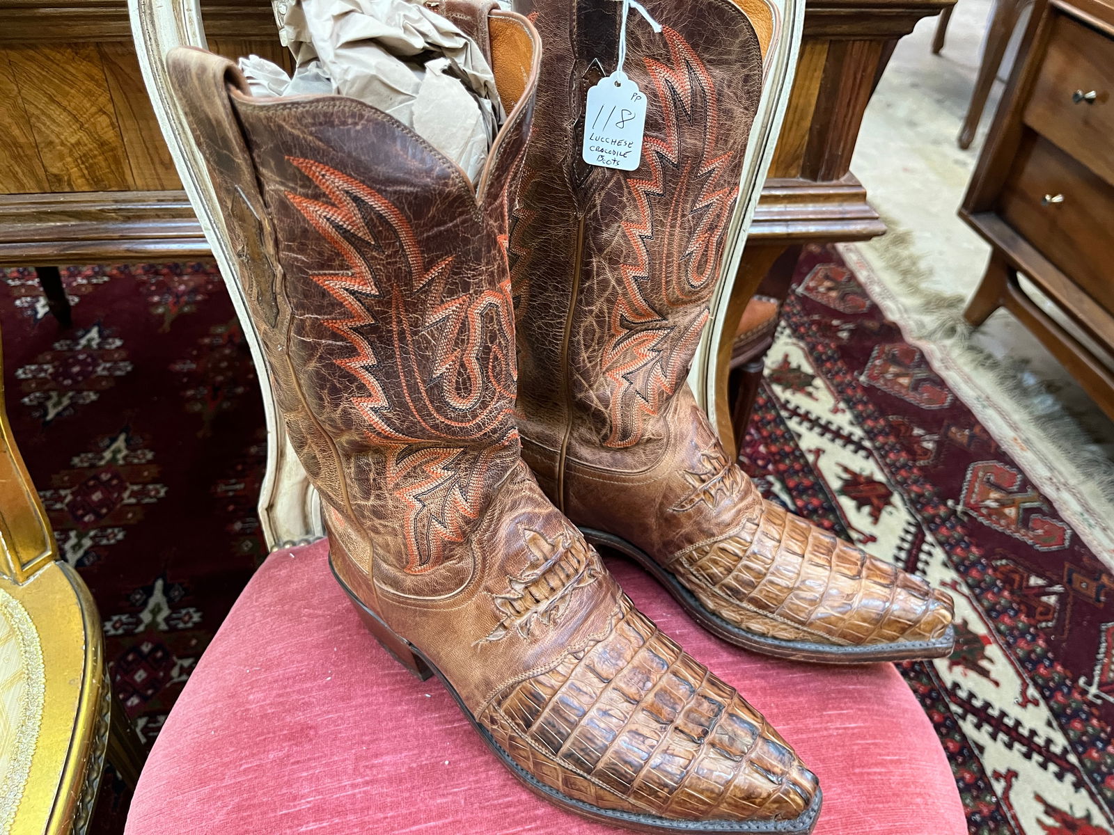 Lucchese Hornback Crocodile Western Boots (1 of 4)