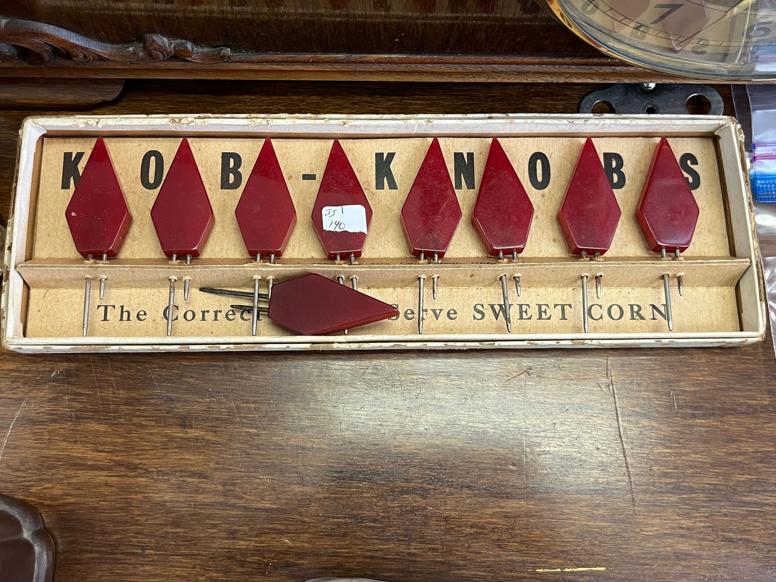 Red Bakelite Corn Cob Holders (1 of 1)