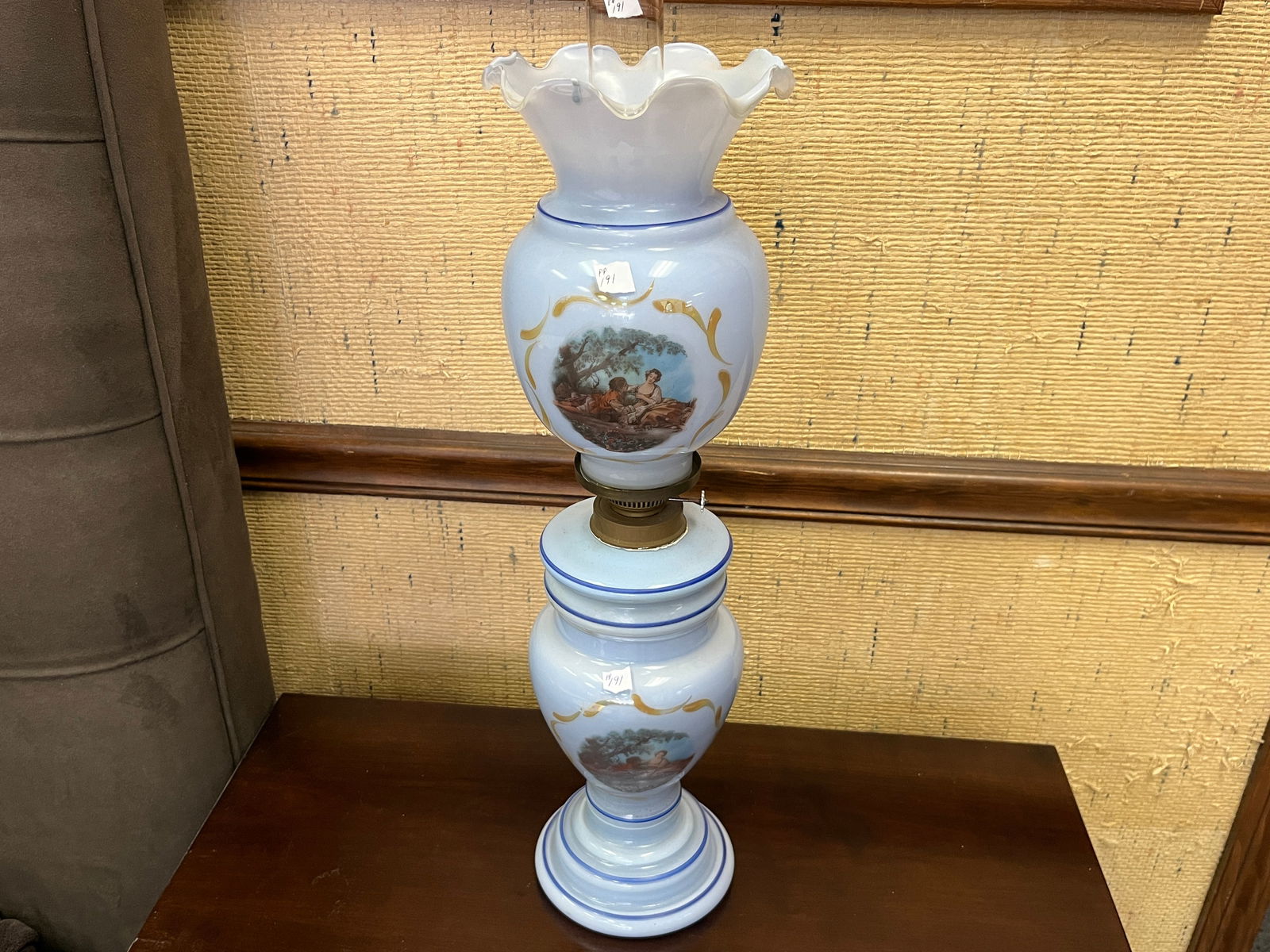 Napoleon III BL Opaline Oil Lamp (1 of 3)