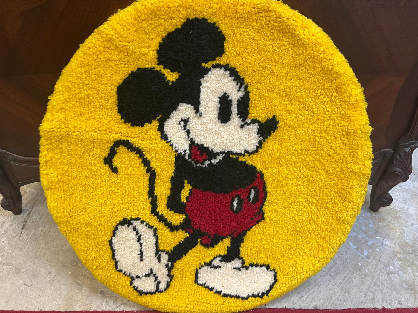 Mickey Mouse Rug: Mickey Mouse 36" dia. Rug mounted on Board