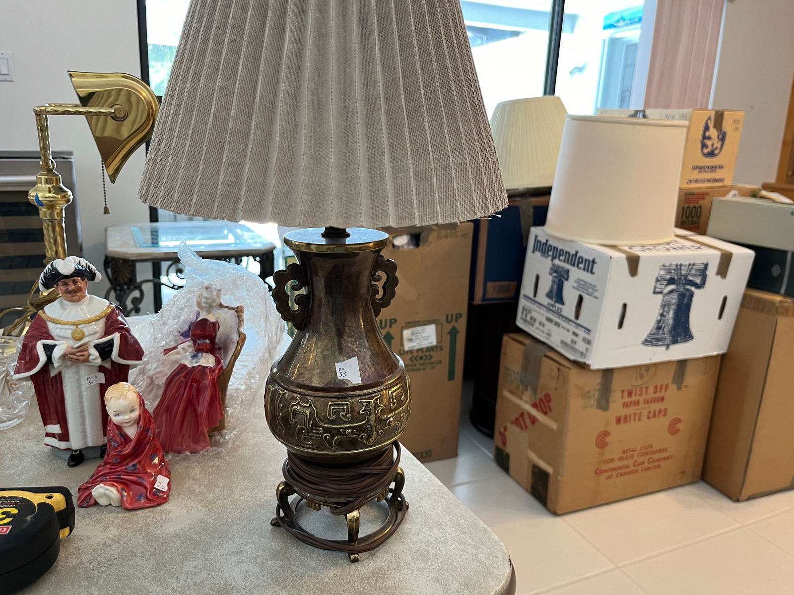 Chinese Brass Footed Lamp (1 of 2)