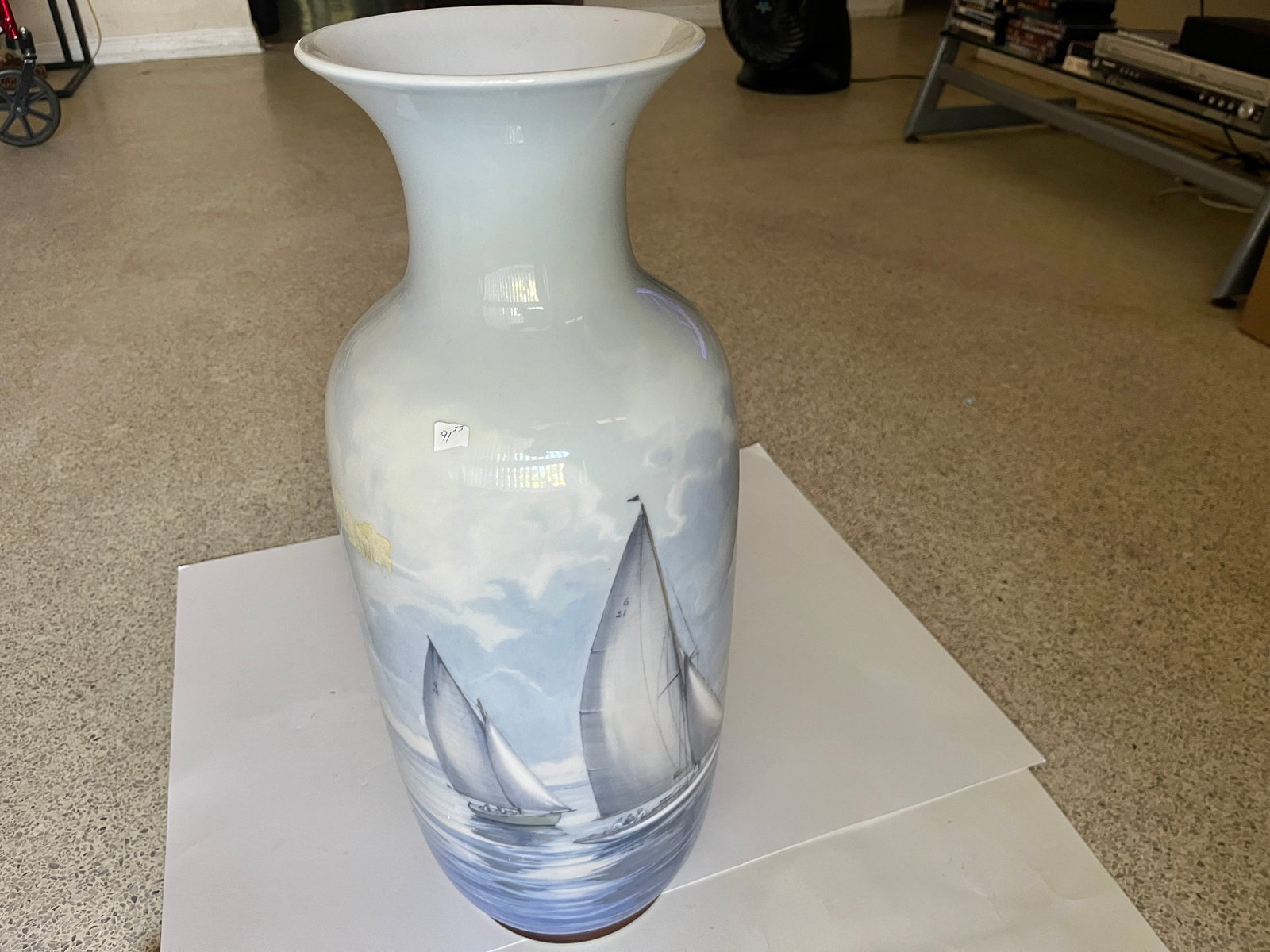 B&G Blue/White Vase, 24"h: Vintage B&G 24" Vase