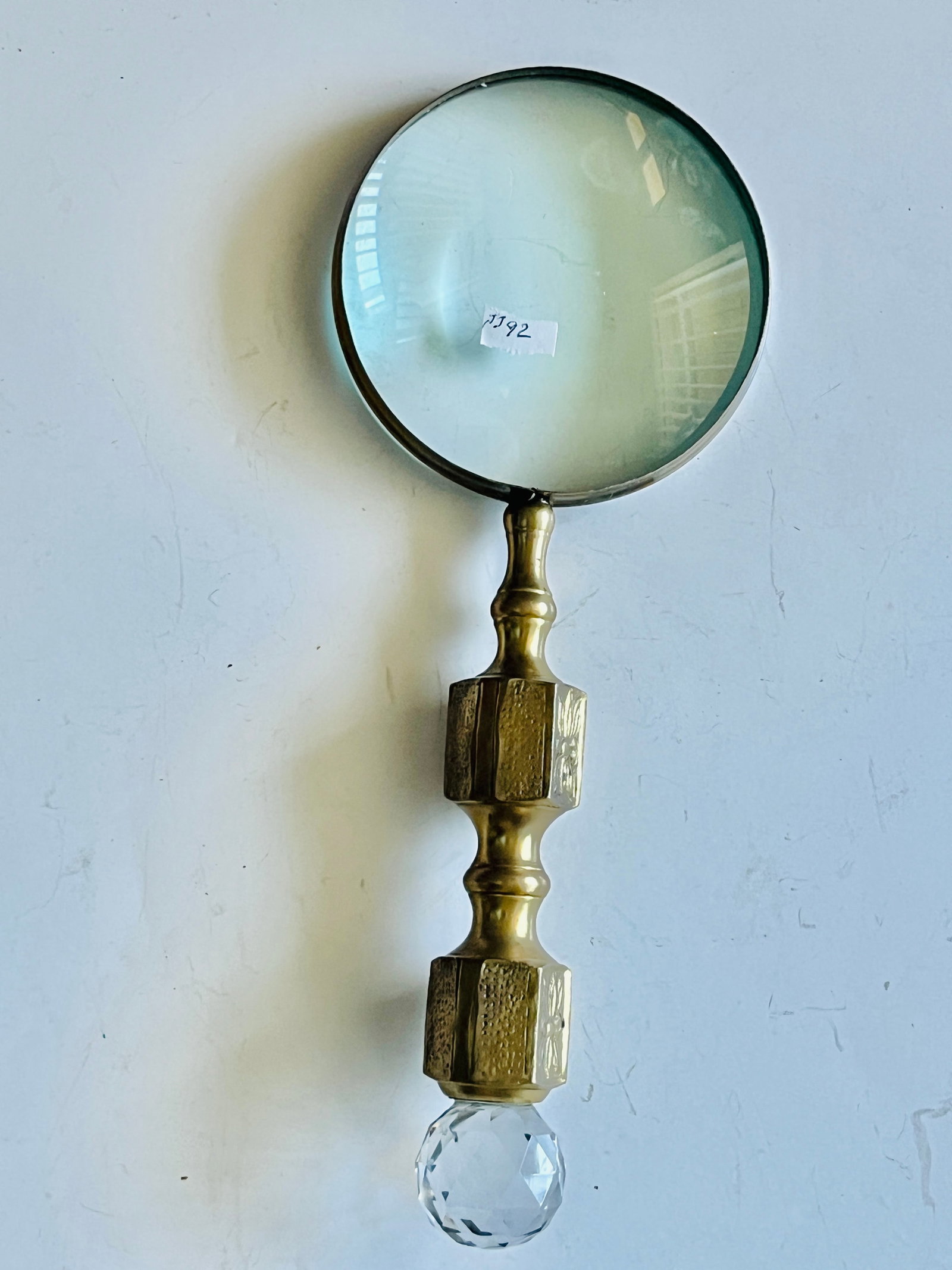 Brass & Crystal Magnifing Glass: Vintage Brass & Crystal 10.5" Magnifing Glass,