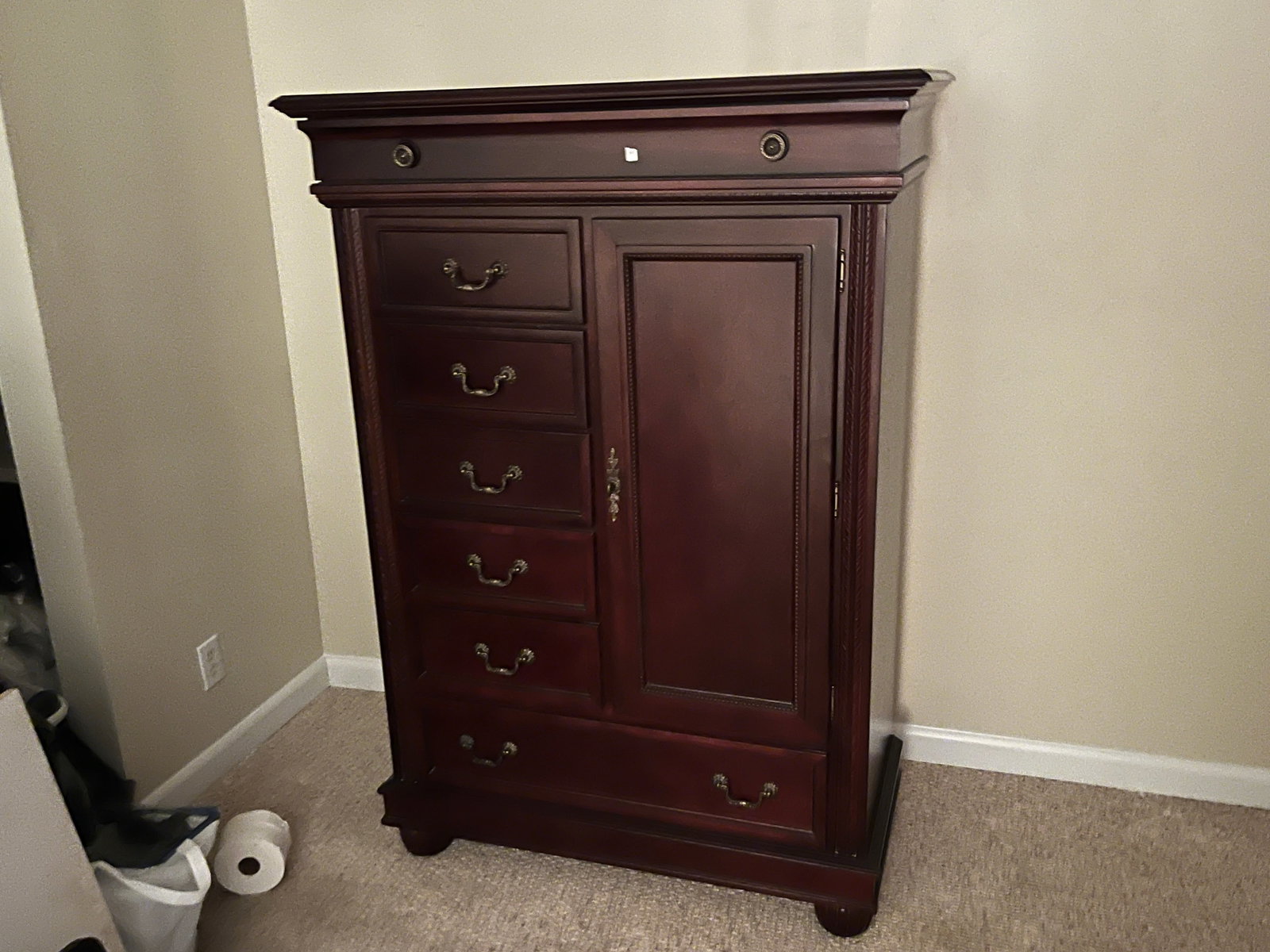Mahogany Highboy Dresser: Mahogany Highboy Dresser, 60.5h x 43w x 20d