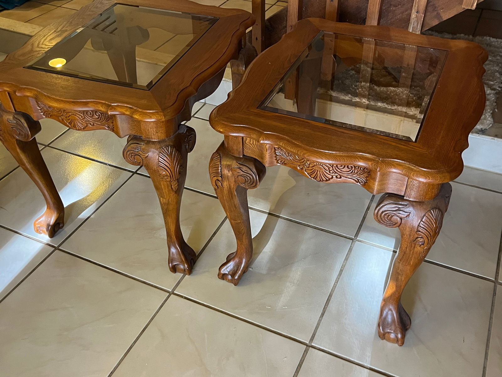 Vintage Pair Oak End Tables (1 of 2)
