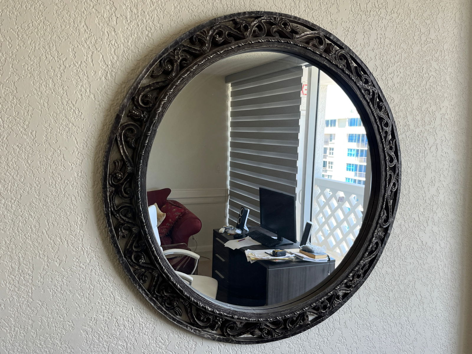 Black Metal Frame Wall Mirror (1 of 4)