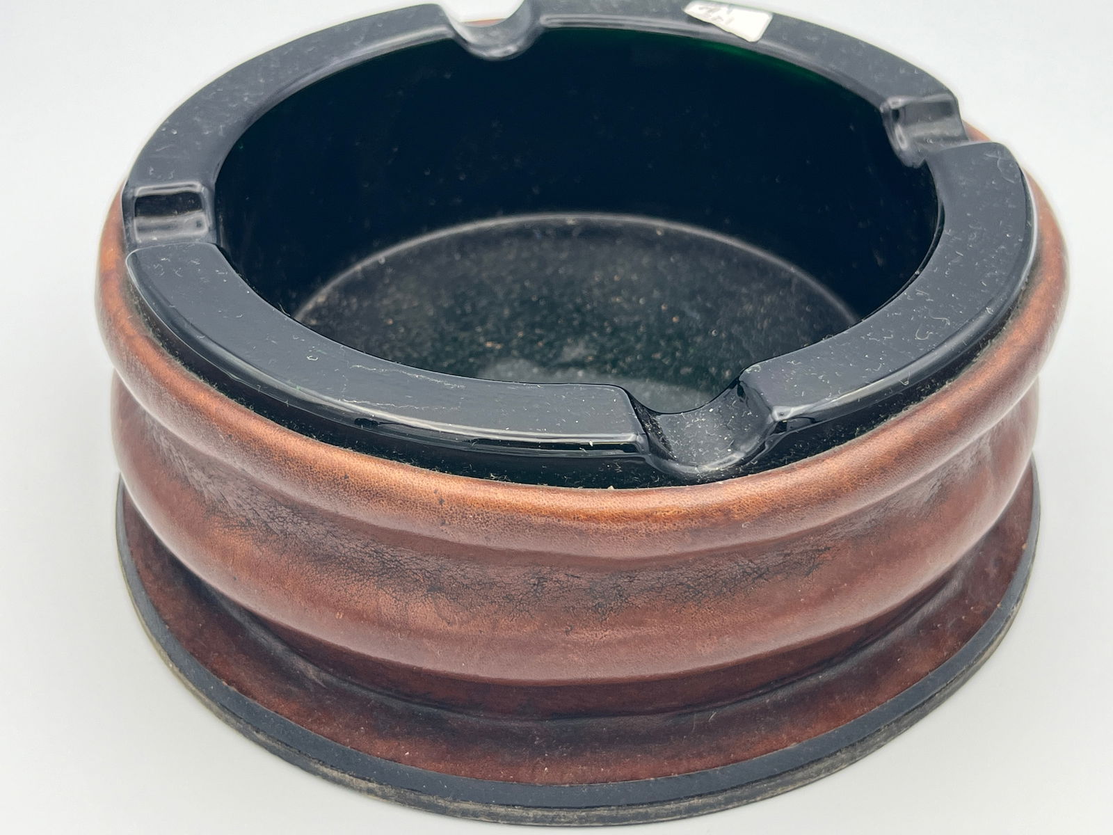 Brown Leather Wrap Italian Ashtray (1 of 3)
