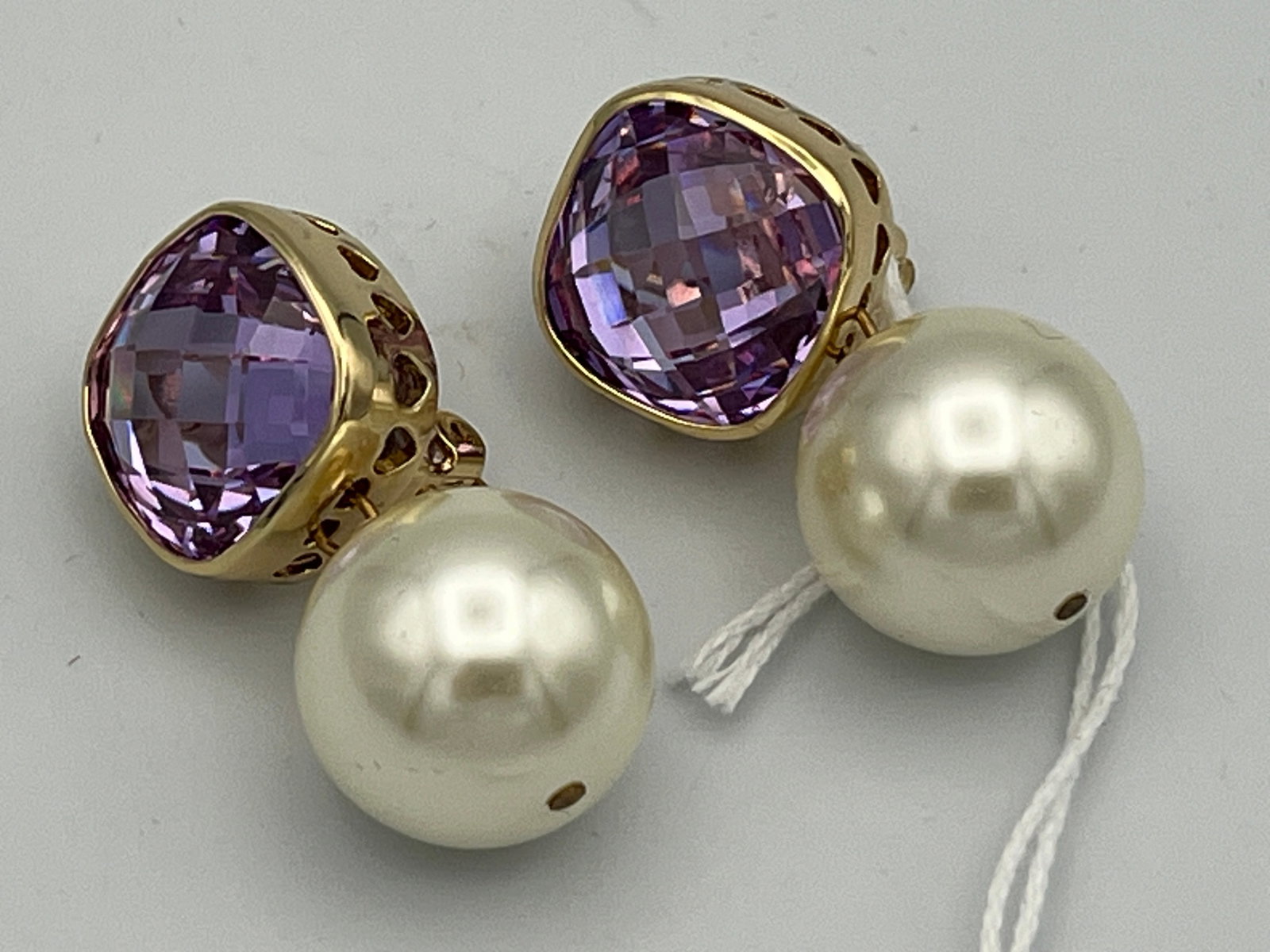 Ring/Earrings: Joan Boyce Faux Amythest-Pearl Earrings & .925 Sapphire Ring